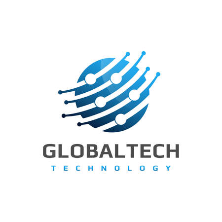 global technology logo design. You can use this logo as your technology company or another identity.のイラスト素材