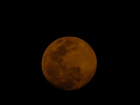 The yellow full moon on black backgroundの写真素材
