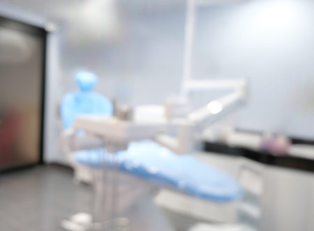 Dental chair and other accesries used by dentists in the office.の写真素材