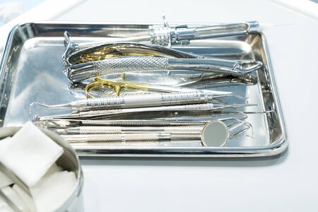 Dental tools use for dentist in the office or clinic.の写真素材