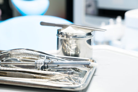 Dental tools use for dentist in the office or clinic.の写真素材