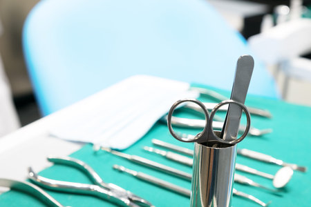 Dental tools use for dentist in the office or clinic.
