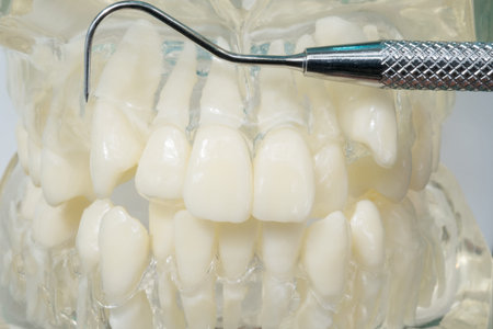 orthodontic model and dentist tool - demonstration teeth model of varities of orthodontic bracket or...