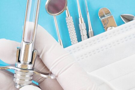 Dental tools use for dentist in the office or clinic.の写真素材