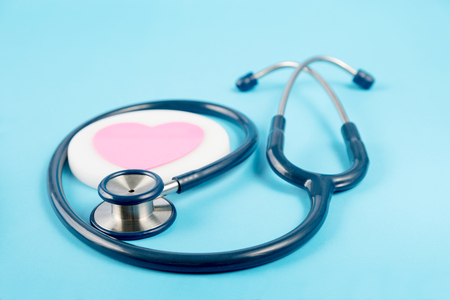 Medical concept. Stethoscope on the blue background.の写真素材