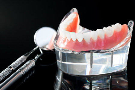 Teeth model showing an implant crown bridge model/ dental demonstration teeth study teach model.