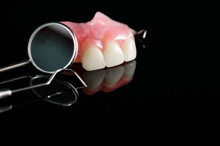 Dental prosthetic isolatic - partial denture upper side.の写真素材