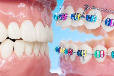 Demonstration teeth model of varieties of orthodontic bracket or brace