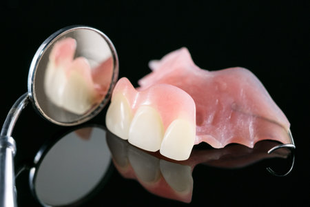 Dentistry medical tools forcept on blue background.