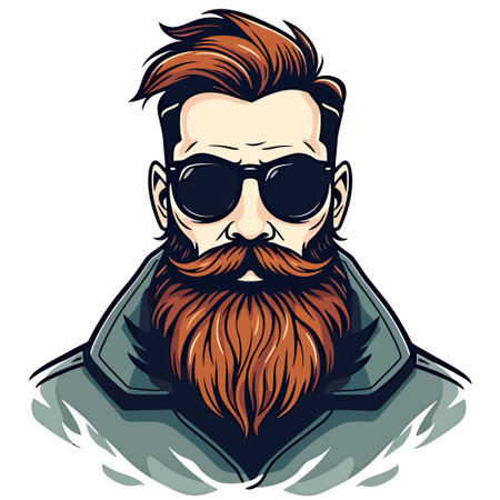 Bearded hipster with sunglasses and moustache vector illustration.のイラスト素材