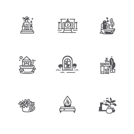 Set of vector icons in flat design on a theme garden and houseのイラスト素材