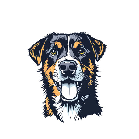 Portrait of a Bernese mountain dog. Vector illustration on white background.のイラスト素材