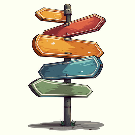 Wooden signpost. Vector illustration. Isolated on white background.のイラスト素材