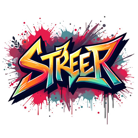 Graffiti word Stress on a colorful splash background. Vector illustration.のイラスト素材