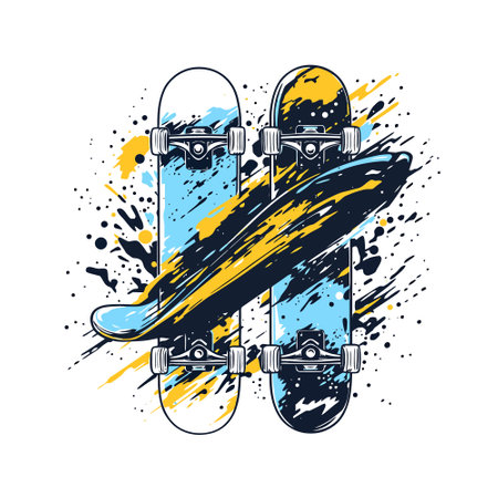 Skateboard vector illustration. Grunge design element with skateboard silhouette.のイラスト素材