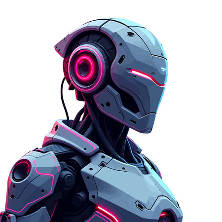 Vector illustration of futuristic robot isolated on white background. Artificial intelligence concept.のイラスト素材