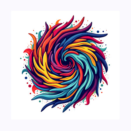 Colorful abstract spiral on white background. Vector illustration in cartoon style.のイラスト素材