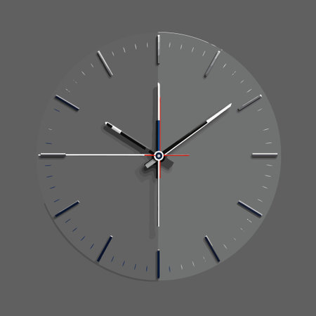 Realistic clock. Vector illustration. Isolated on grey background.のイラスト素材