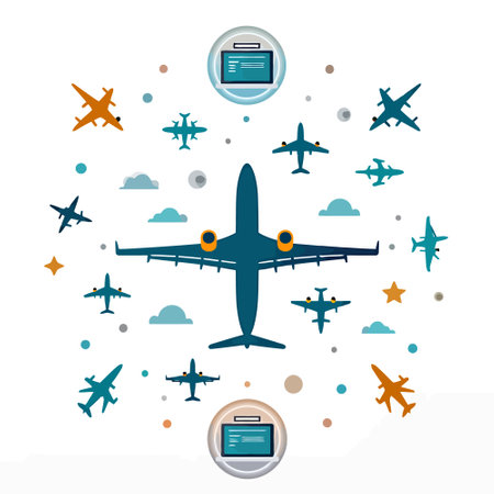 Airplane Travel Flat Icons Set. Vector Illustration EPS10のイラスト素材