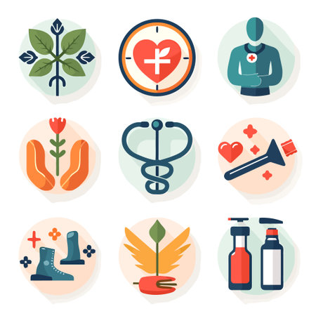 Set of medical and health care icons. Flat style vector illustration.のイラスト素材