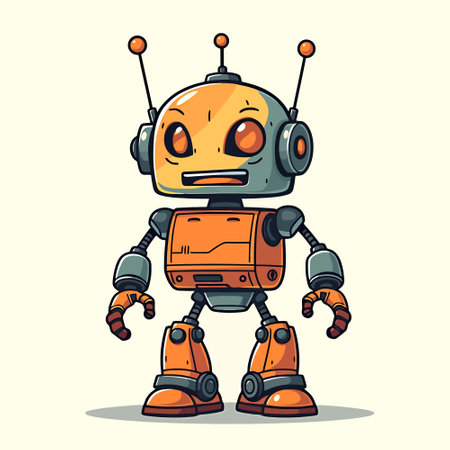 Cartoon robot. Vector illustration of a cute robot. Cartoon robot.のイラスト素材