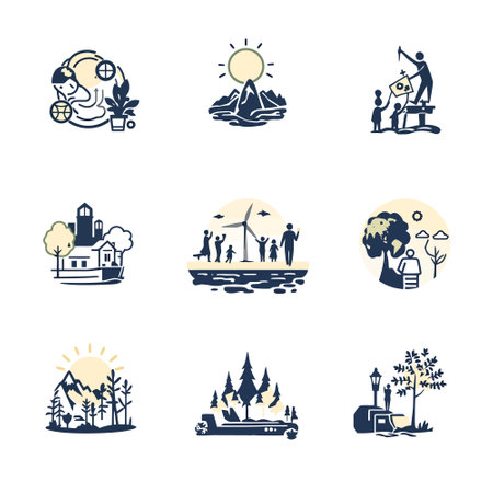 Set of vector icons of camping and travel. Flat design style.のイラスト素材