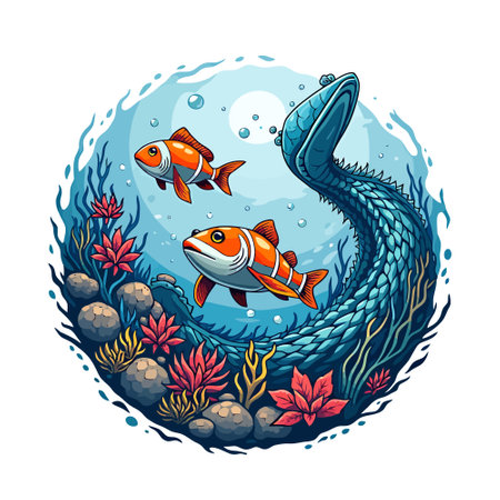 Underwater world. Underwater world. Underwater world. Vector illustrationのイラスト素材