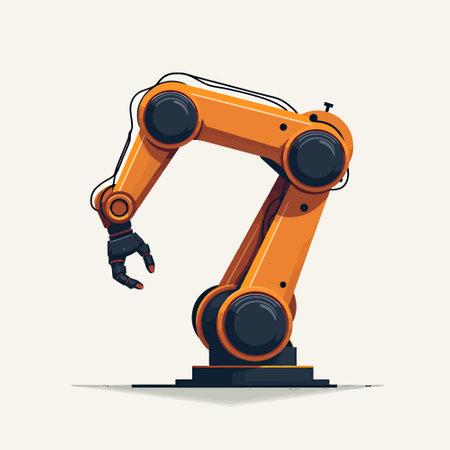 Vector illustration of orange robot arm. Isolated on white background.のイラスト素材