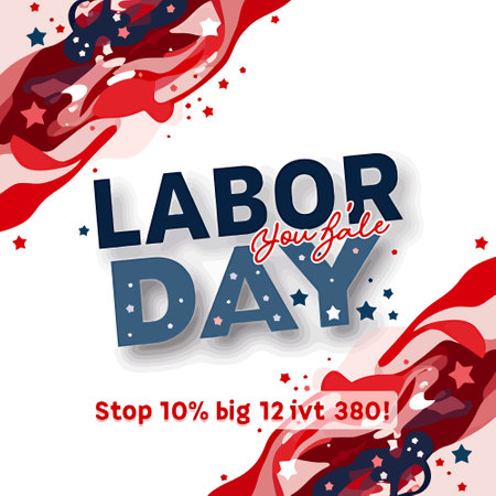 Labor day sale banner template with american flag. Vector illustration.のイラスト素材