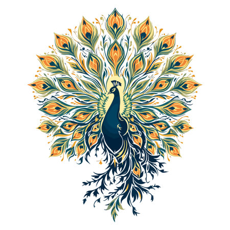 Peacock. Vector illustration. Beautiful peacock. Vintage style.のイラスト素材