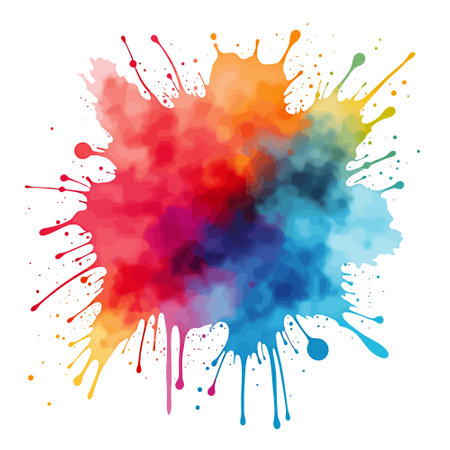 Colorful watercolor splashes isolated on white background. Vector illustration.のイラスト素材