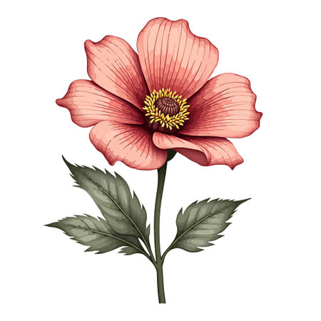 Hand drawn poppy flower, isolated on white background. Vector illustration.のイラスト素材