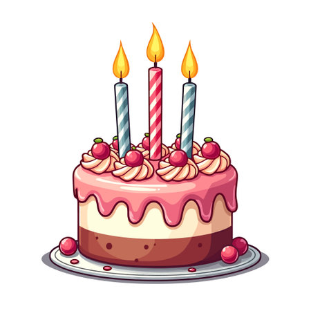 Birthday cake with candles. Vector illustration isolated on white background.のイラスト素材
