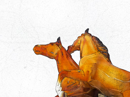 Horse art illustration drawing color pencil sketch on white paper background.の写真素材