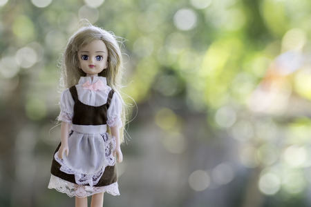 Cook woman Doll on a background of bokeh.の写真素材