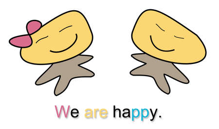 We are happy potato head cartoon.の写真素材
