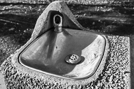 tap water for drink in park  in black and whiteの写真素材