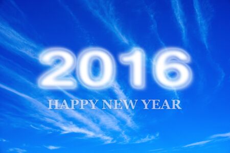 Happy New Year 2016 on blue sky backgroundの写真素材