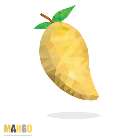 rip mango fruit polygonal isolated illustration on white backgroundのイラスト素材