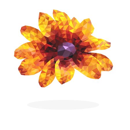 Low polygon yellow and orange flower on white backgroundのイラスト素材