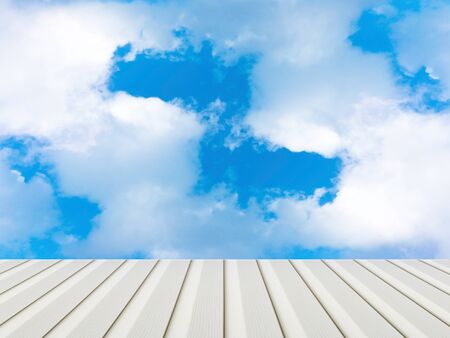 wooden terrace with sky for backgroundの写真素材