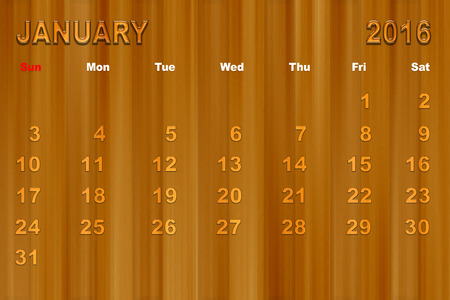 january 2016 calendarの写真素材
