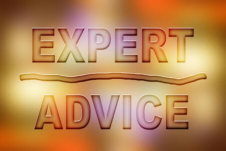 "EXPERT ADVICE" over blurred backgroundの写真素材