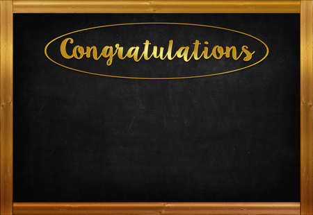 "Congratulations" word on blackboardの写真素材