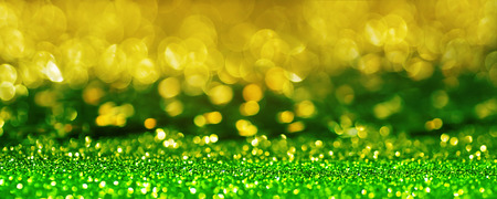 gold green glitter bokeh texture abstract background, bannerの写真素材