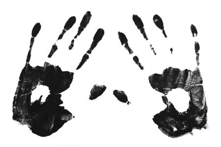 two hand, black watercolor element for designの写真素材