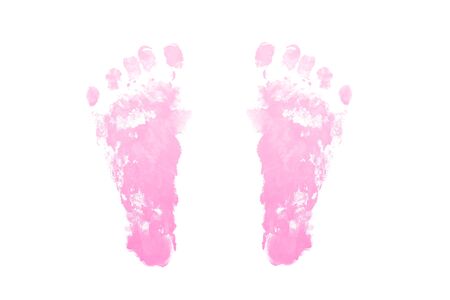 foot paint watercolor on white blackgroundの写真素材