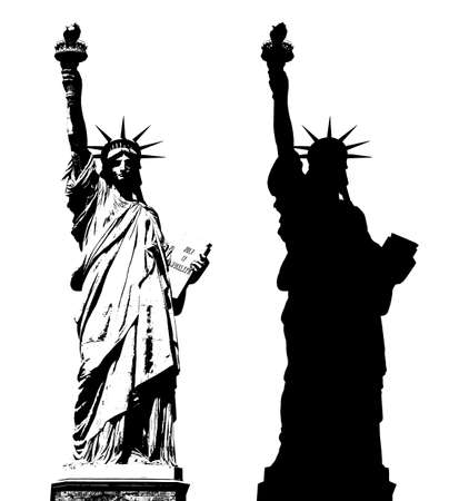 Statue of Liberty in New York City - silhouetteの写真素材
