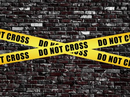 Do Not Cross on old vintage brick wall texture backgroundの写真素材