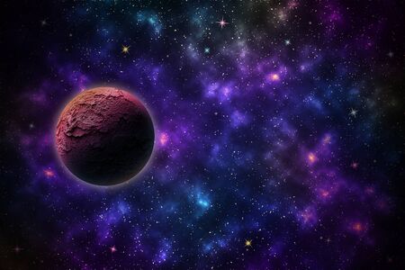 Beautiful stars, planets on night sky galaxy backgroundの写真素材